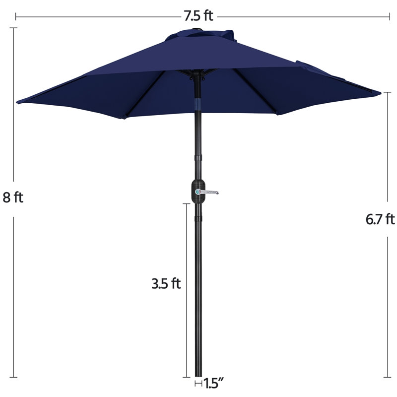 Parasol de patio 6 pi Spirica, Bleu marine