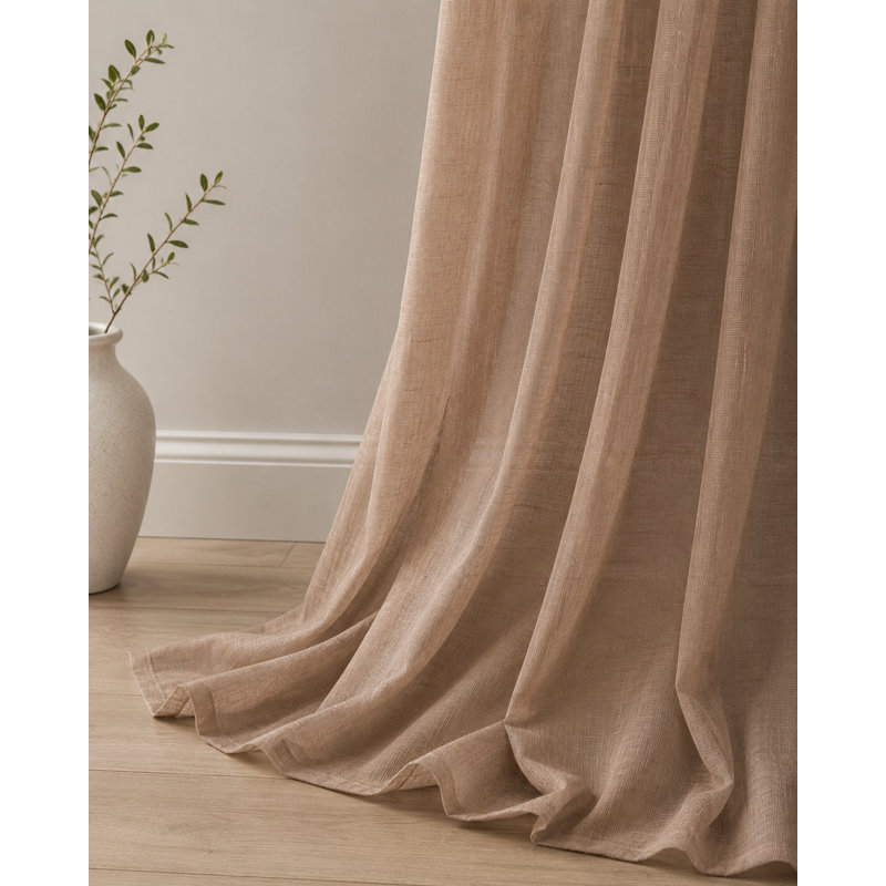 Belarmino Semi Sheer Curtain Single Panel, 54" x 84", Mocha