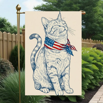 Drapeau suspendu style croquis 30 x 45 cm (12 po x 18 po) Cour de clôture pour la fête de l’Independance