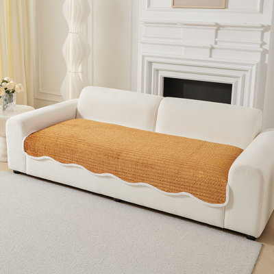 Housse spéciale avec bordure élégante en fausse fourrure - Lavable, Housse antidérapante pour canapé et meuble pour animaux de compagnie