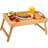 Bamboo Bed Tray,Breakfast Tray With Folding Legs Serving Tray With Carrying Handles Portable Lap Tray Lightweight Decorative Tray Food Tray For Breakfast In Bed,Reading Or Working
