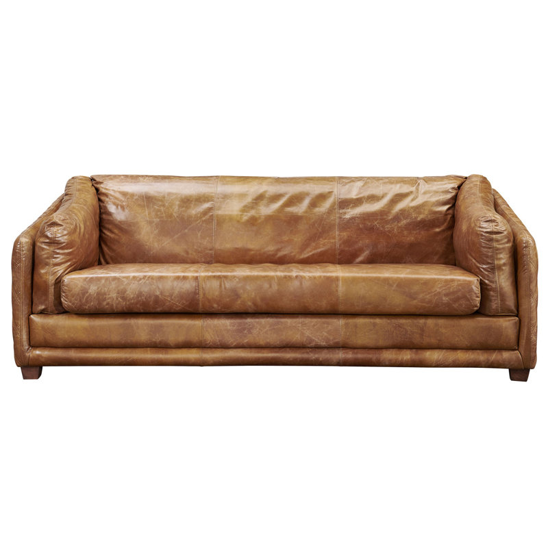 Bastimentos Upholstered 83 " Sofa, Light Brown Genuine Leather