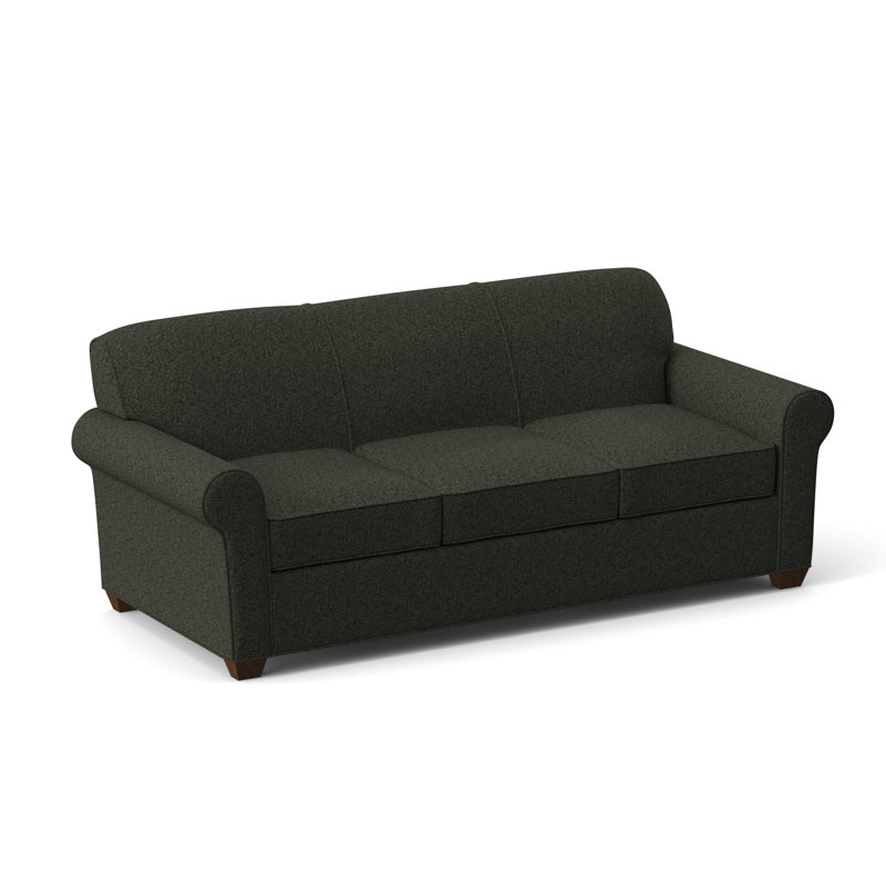 Finn Rolled Arm Sofa with Reversible Cushions, Montana Walnut, Dorset Charcoal, 34" H x 83" W x 36" D