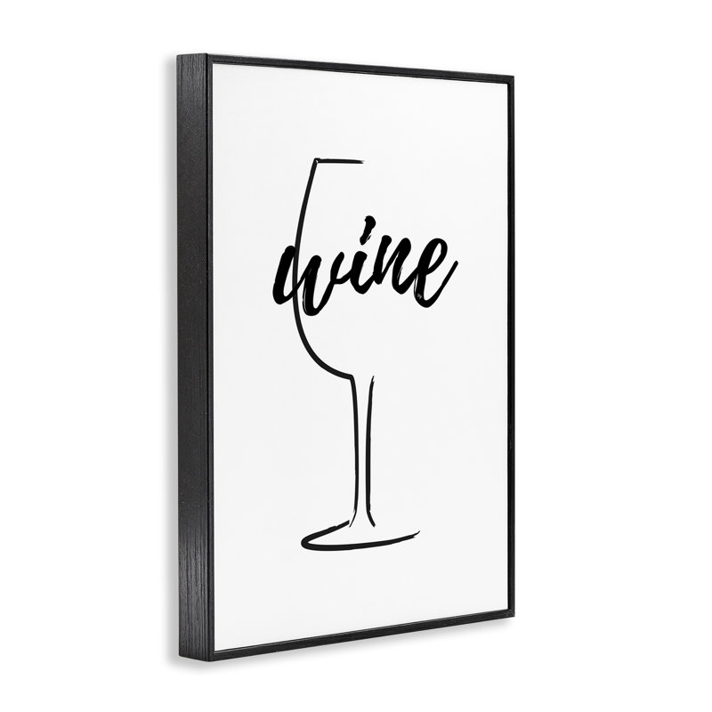 «Minimal Wine Glass Art» par Martina Pavlova, H 30 po x l 20 po, Giclée encadrée noir minuit