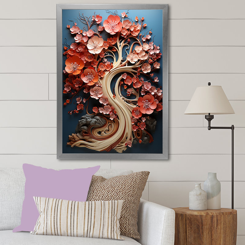 Coral Tree Harmony II, reproduction d'art sur toile, Cadre simple argenté, H 44 po x l 34 po x P 1,5 po