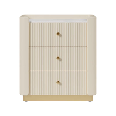 Modern 3-drawer Nightstand With Sintered Stone Top & USB Port