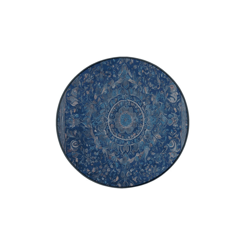 Tapis gris lavable à la machine, Rond 8 pi