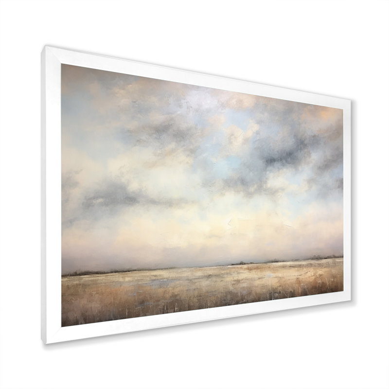 «Meadow Minimalisme Horizon II», reproduction sur toile, H 34 po x l 44 po, Cadre photo blanc