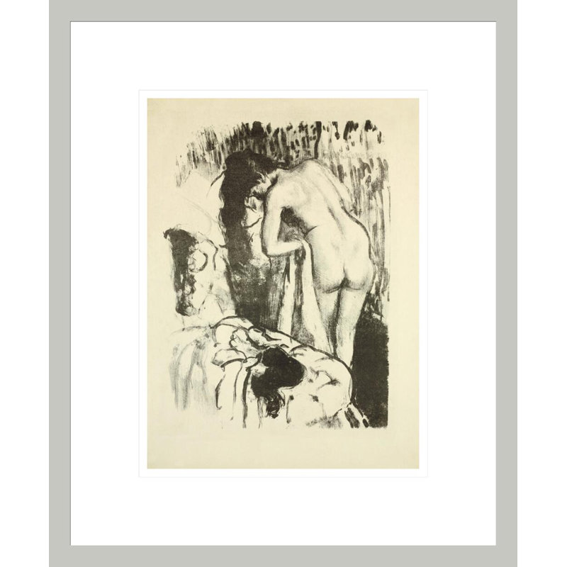 Femme nue debout se séchant par Edgar Degas, impression giclée encadrée, H 16,65 po x l 13,75 po