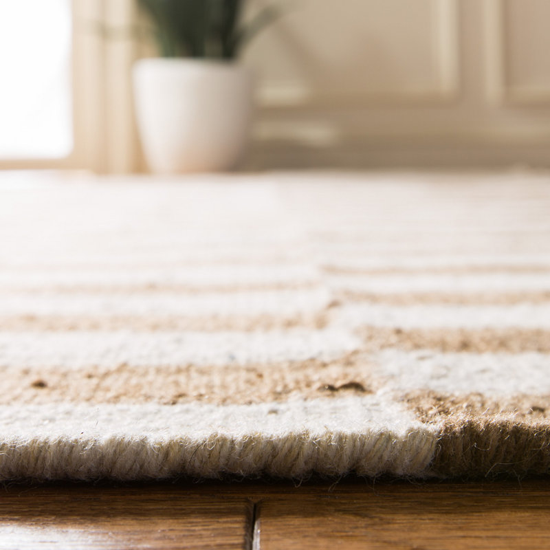 River Reed Striped Area Rug in Brown/Ivory, Rectangle 9' x 12'