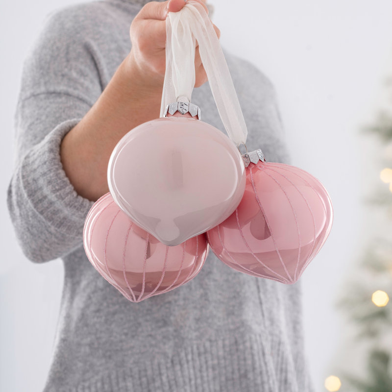 11cm Glass Bauble, Pink