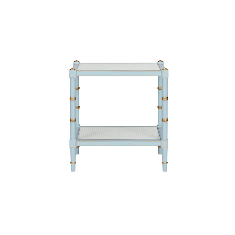 Conner Cane End Table, Light Blue