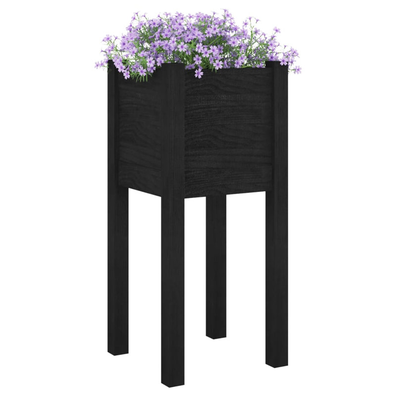 Alasha Wood Planter Box, 70cm H x 31cm W x 31cm D, Black