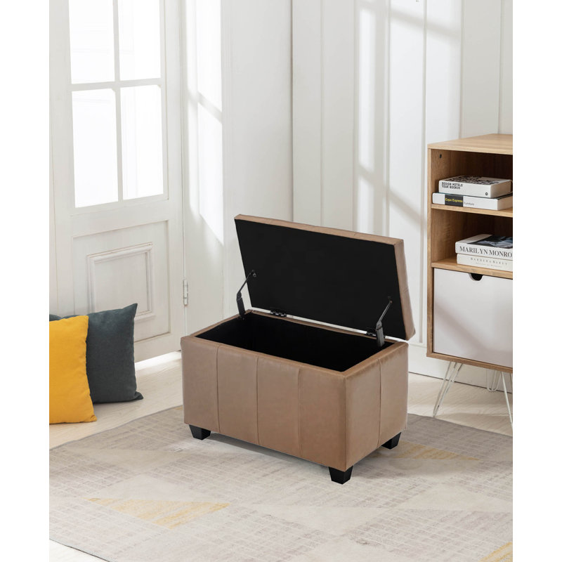Banc de rangement en simili cuir Winston Porter Hima, Brun chameau