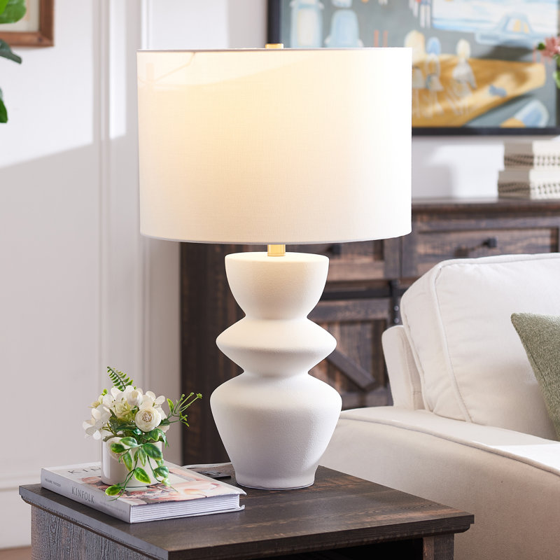 Cassian 25" Tall Table Lamp with Fabric Shade, White