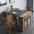 Modern Extendable Dining Table Rectangle Sideboard With Storage In Walnut & Gray
