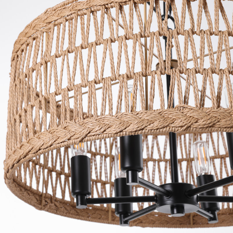 Beatric 6-Light Dimmable Drum Chandelier, Matte Black