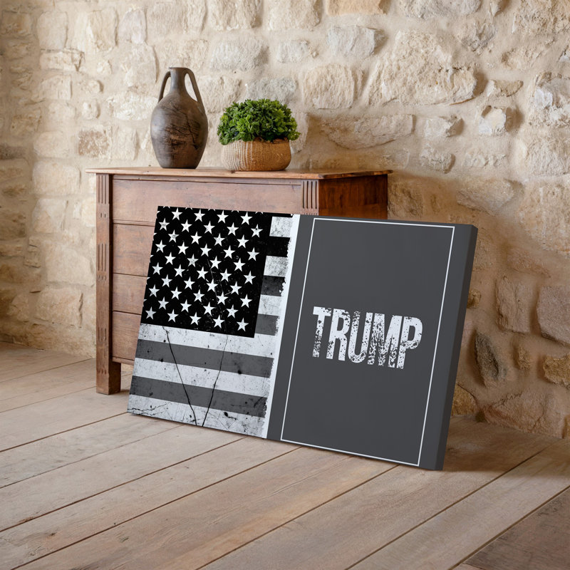 Reproduction d'art graphique sur toile avec un drapeau américain vieilli et un art mural noir sur fond d'étoiles
