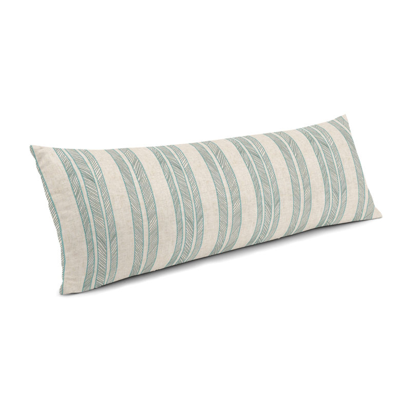 Cords Linen Lumbar Pillow Cover & Insert, 14" x 48", Embroidered Yellow