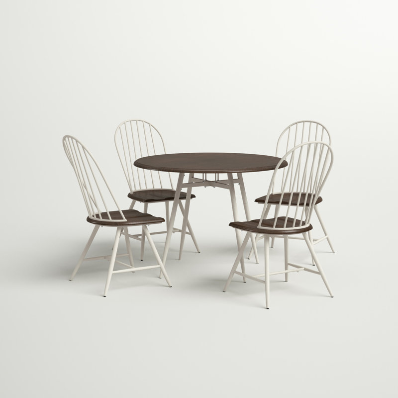 Savannah 4 - Person Four Leg Dining Set, White Table with Brown Chair