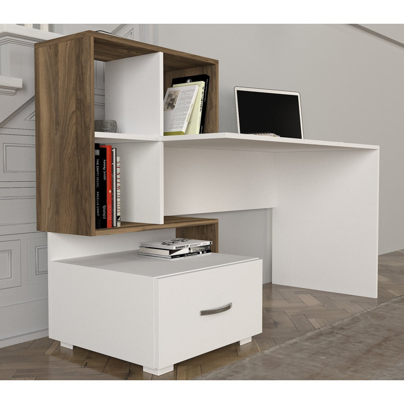 Bureau Lyall, Blanc / noyer