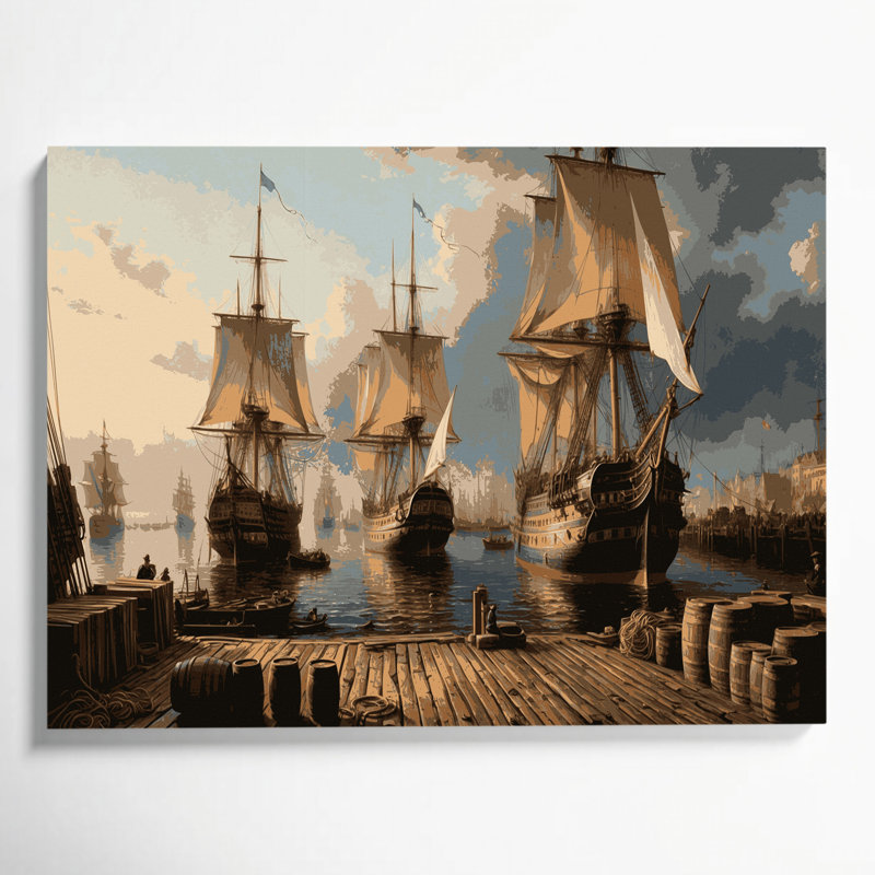Art nautique gris sur toile, H 11 po x l 14 po