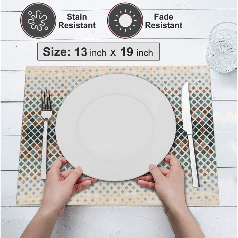 Faded Multicolor Cotton Rectangular Placemats Set of 6