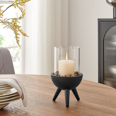 Porte-bougie ouragan en métal noir Molta Modern