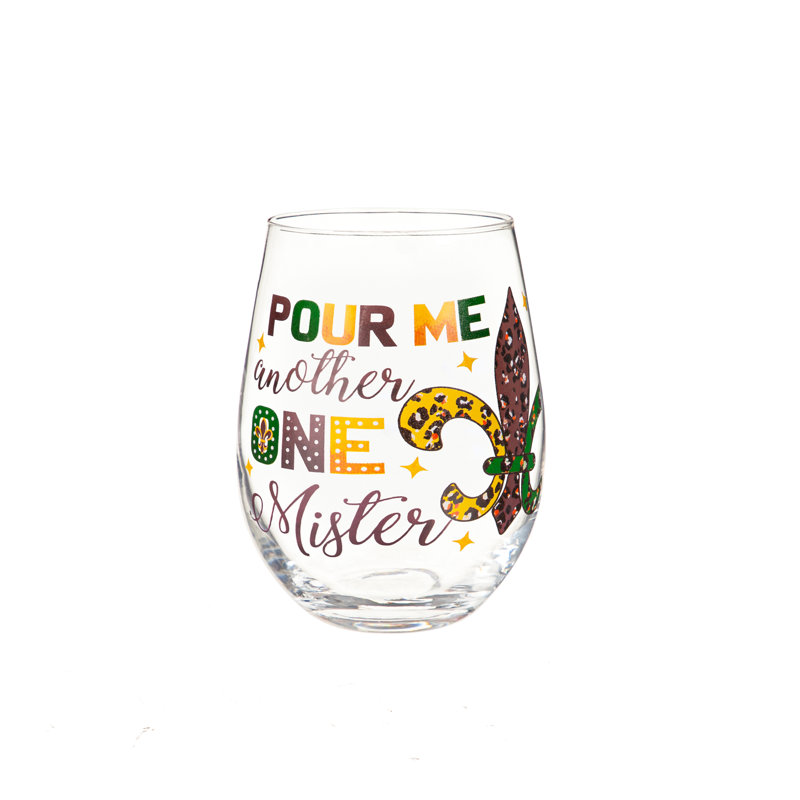 Verre cadeau sans pied Mardi Gras Fleur De Lis, 17 oz