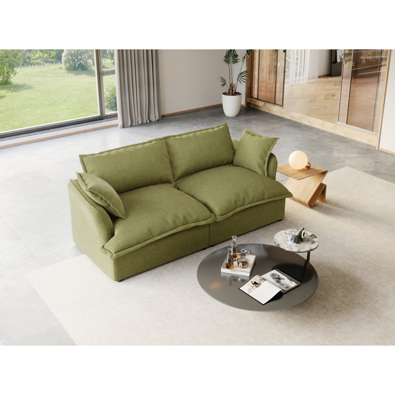 Canapé modulaire rembourré en duvet, canapé convertible Comfty pour siège profond, housses de coussins amovibles, Vert