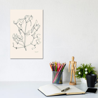 Misteltoe, dessin à l'encre - reproduction d'art murale - toile tendue