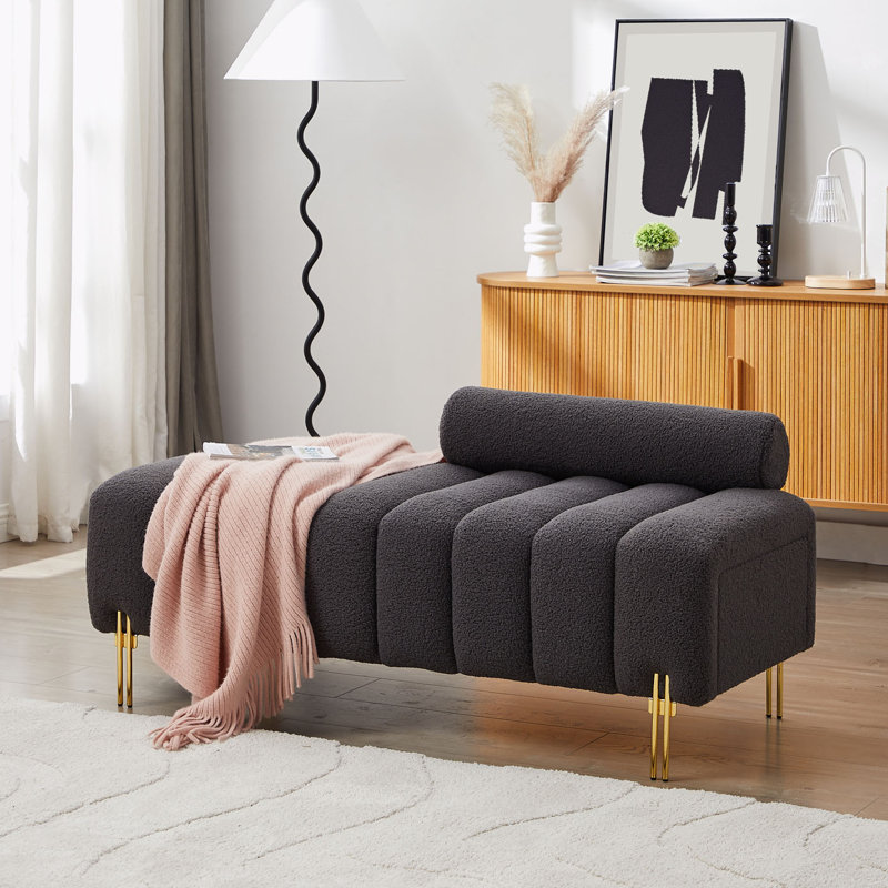 Banc de rangement rembourré avec 2 tiroirs Jerryl, gris