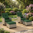 5-Piece Outdoor Swivel Glider Chair Set With Cushions, Ottomans And Side Table