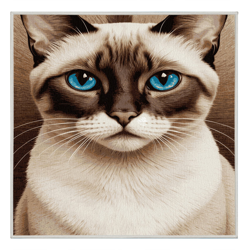  Tapis lavable de chats siamois, Carré 3 pi