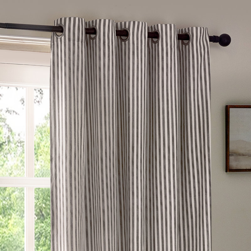 Sumnesh Cotton Grommet / Eyelet Curtain Panel Pair, 229cm Width x 137cm Drop, Grey