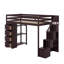 Lit mezzanine simple avec tiroirs de rangement, tablettes et escaliers-902962948
