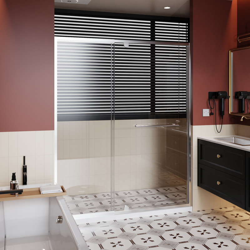 72 In High Shower Door With 60 Width, 1/4 Inch Clear , Bottom Sealing For Clean Bathroom Pivot X In, - Quality Aluminum Frame, Reversible Left Right Sliding Setup