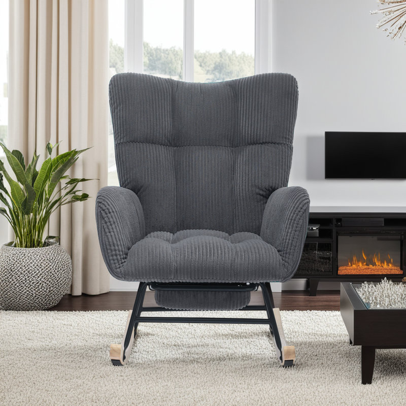 Chaise berçante rembourrée Cozy Teddy, Gris