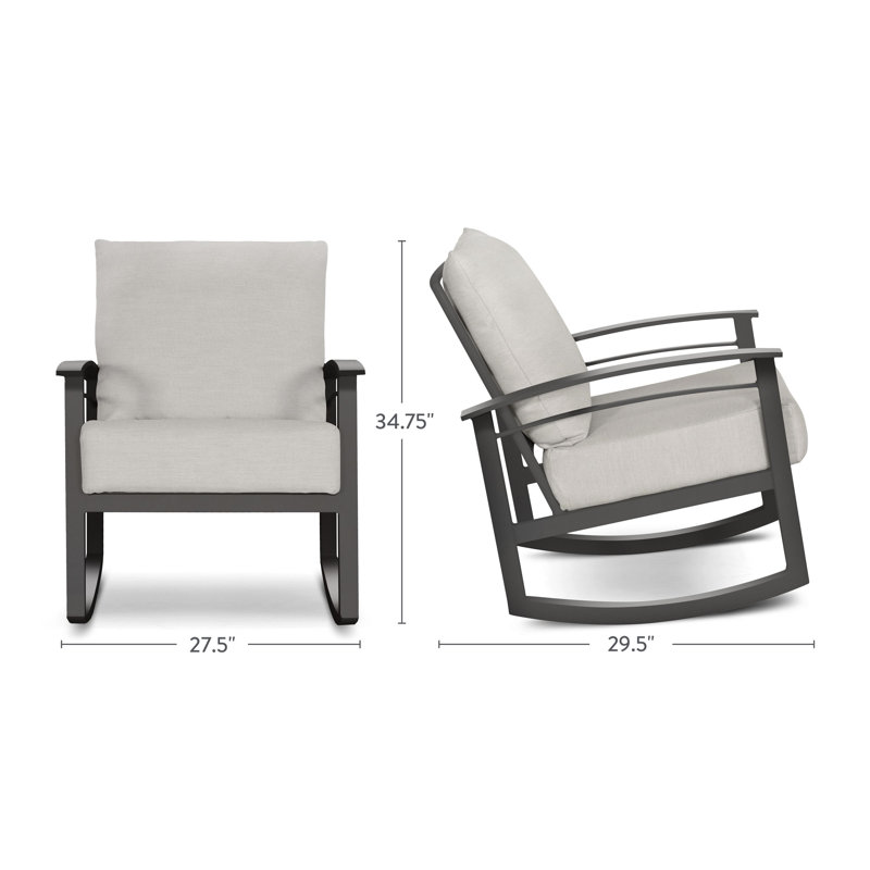 Outdoor Rocker Chair, Weathered Teak, Light Gray