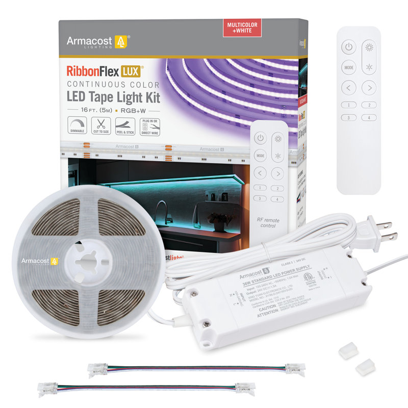 16 ft Multicolor White Plastic LED Strip Light Kit with Remote