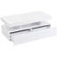 White Ribbed Drawer Coffee Table with LED Ambient Lighting, Stylish Sofa End Table for Living Space