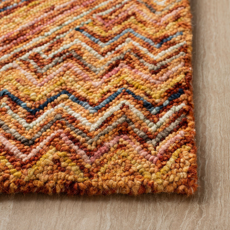 Aspen Red and Gold Geometric Wool 6' x 9' Area Rug