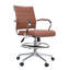 Chaise de bureau à dossier mi-haut nervurée avec siège rembourré avec roulettes et accoudoirs chromés-623288071