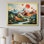 Multicolore, lune, châteaux, montagne, châteaux, art mural