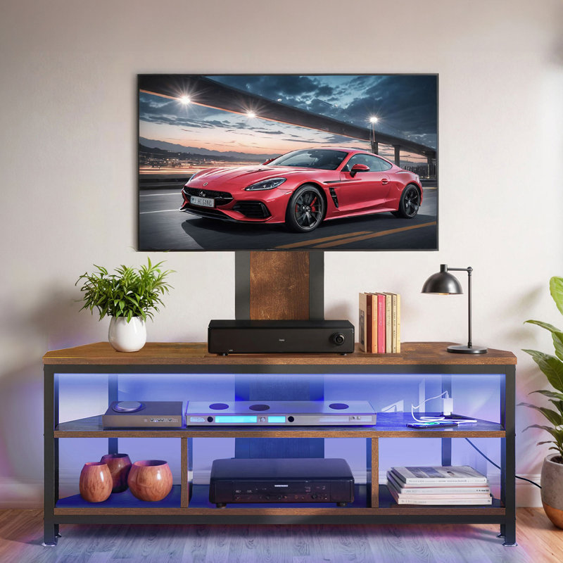  Console média de style industriel de 47,20 po Noureen, meuble télé, support télé avec prise de courant et support télé