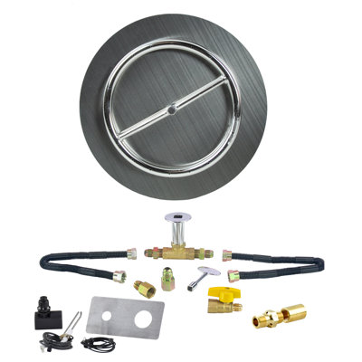 Stainless Steel Fire Pit Burner Pan & Ring Deluxe Kit for Liquid Propane