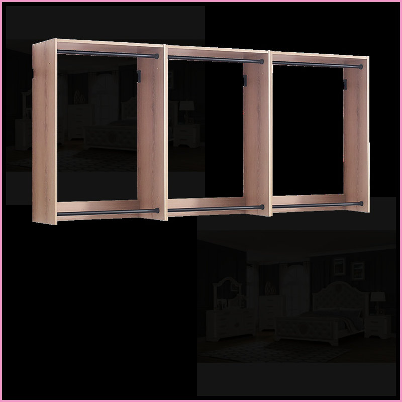 Wall Mounted Modular Closet System, Modern Oak Finish | Oak | Wood, Brown