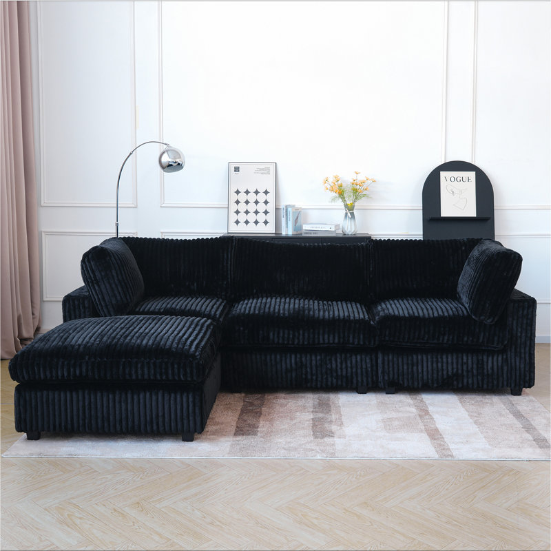 Canapé modulaire en L 4 po Pixel, Noir