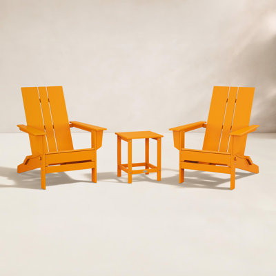 POLYWOOD® x 2-Person Folding Adirondack Outdoor Seating Group with Side Table