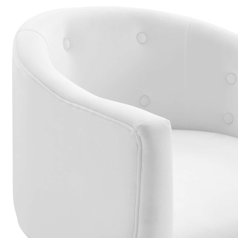 Savour Tufted Performance Velvet Accent Chair, White Velvet